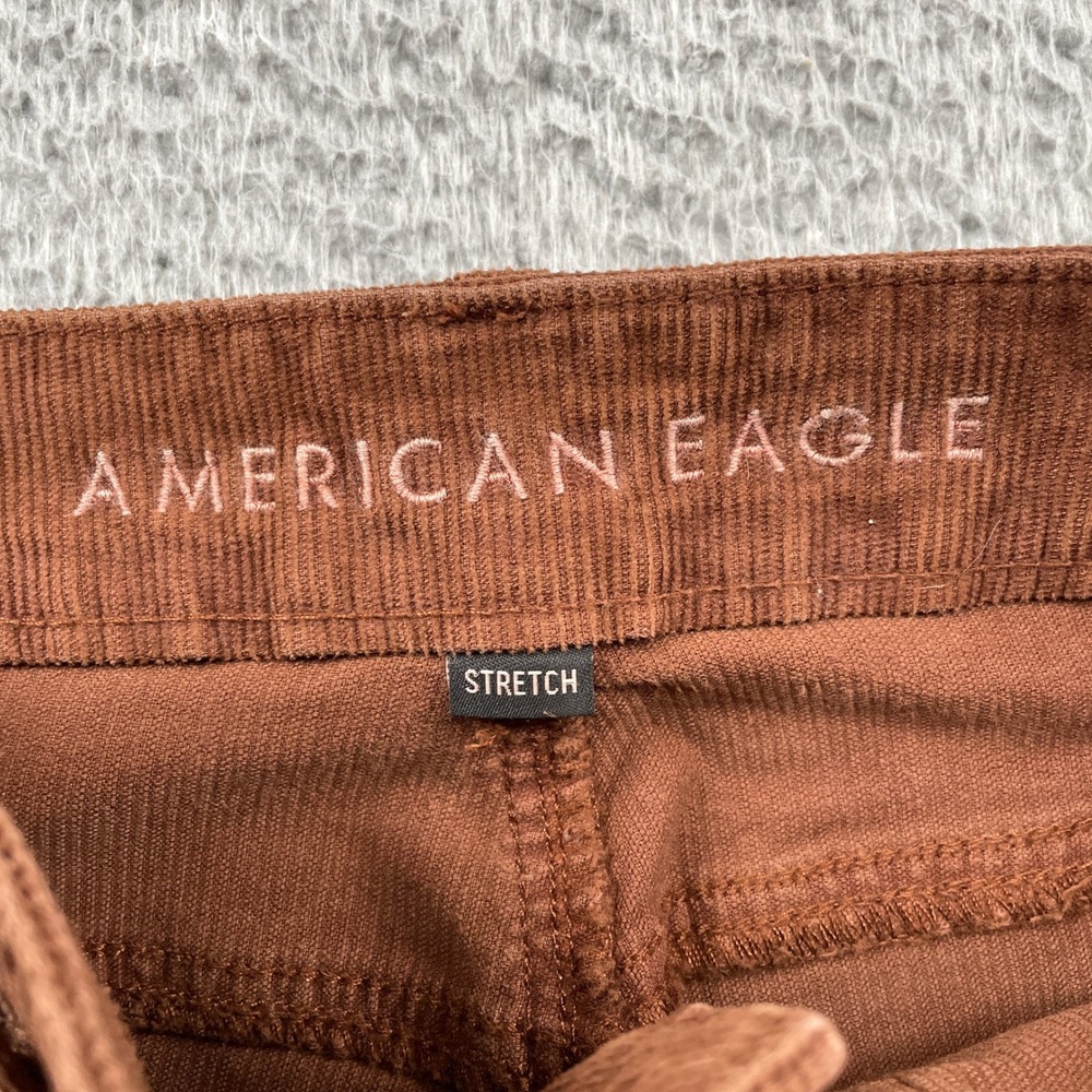 American Eagle Corduroy Pants Womens 6 Brown Flare Stretch High Rise Retro 70s - Picture 4 of 9